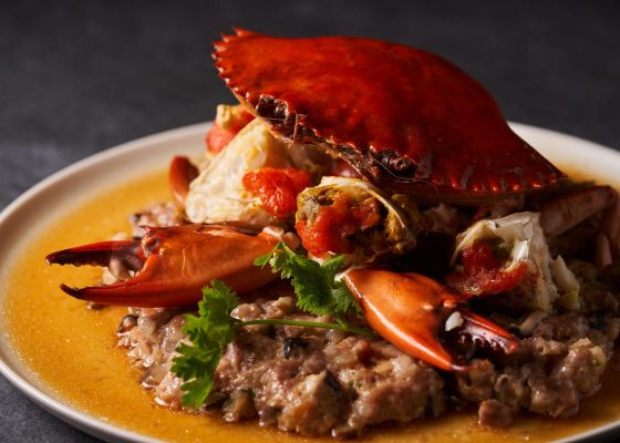 Steamed Mud Crab with Minced Pork and Shiitake